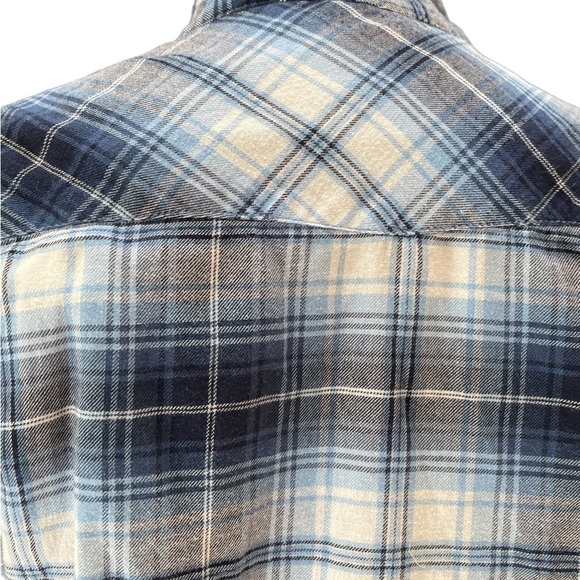 Jachs Girlfriend BAE blue plaid long sleeve snap button down cotton flannel med - Picture 7 of 15